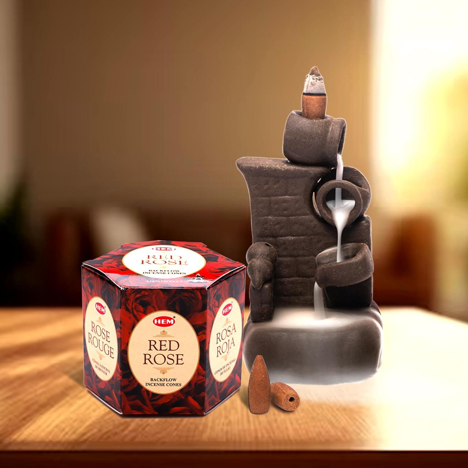 Conos de Incienso HEM Rosa Roja - 40 Unidades Aromaterapia