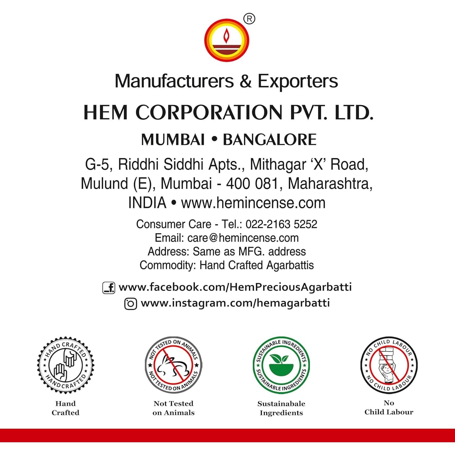 Conos de Incienso HEM Rosa Roja - 40 Unidades Aromaterapia