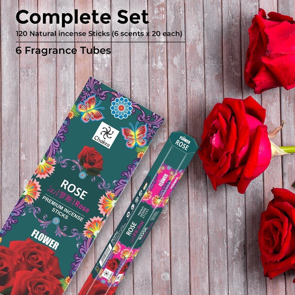 Incienso Natural Rosa Roja Chakra - 120 Varitas Aromáticas