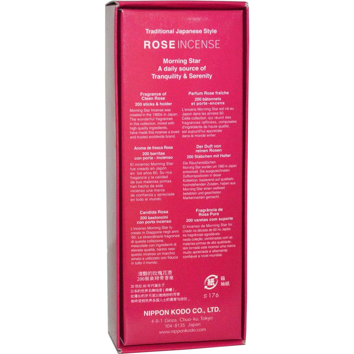 Incienso Nippon Kodo Morning Star Rosa 200 Varillas con Soporte