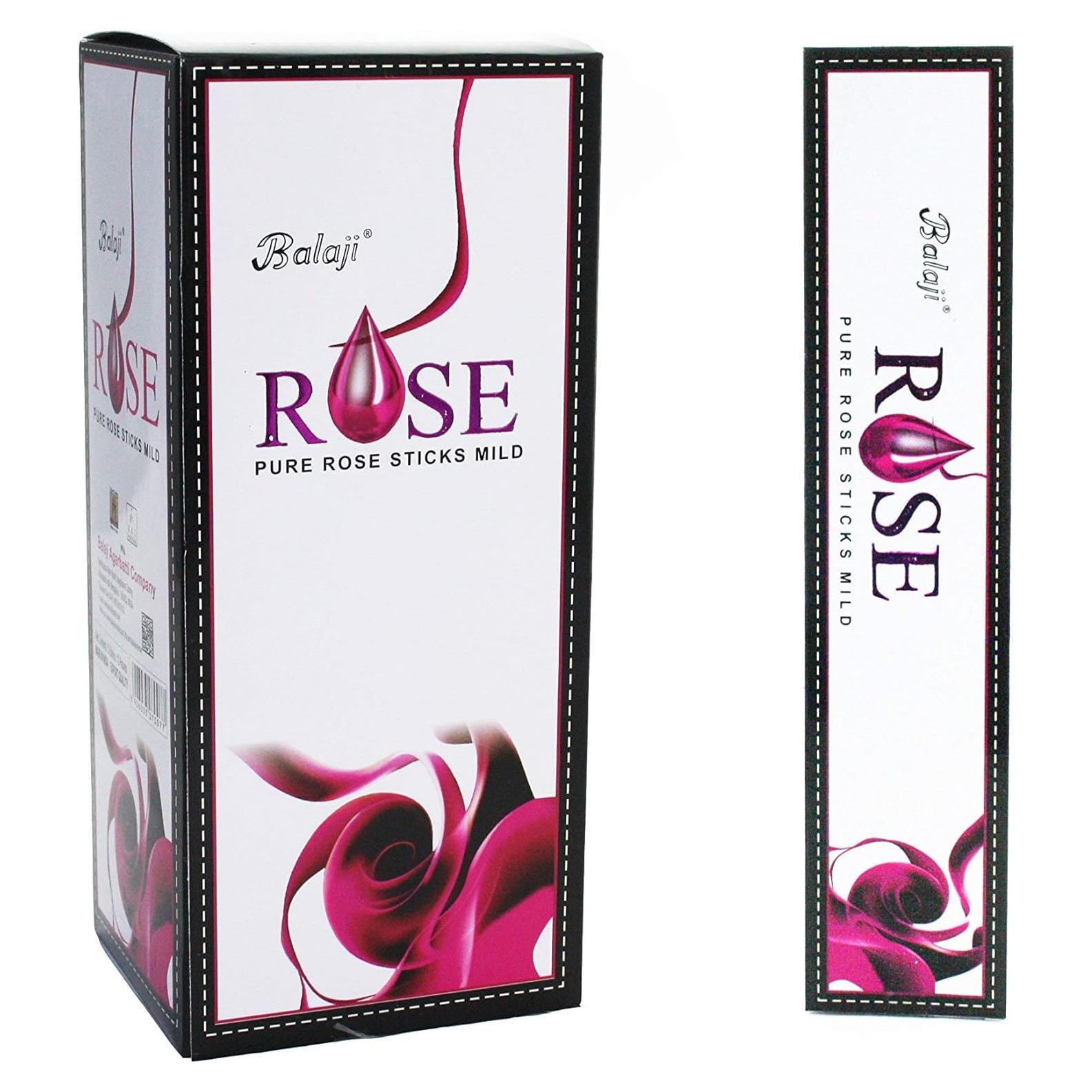 Varitas de Incienso Balaji Rosa Pura - 12 Paquetes x 15 Varitas