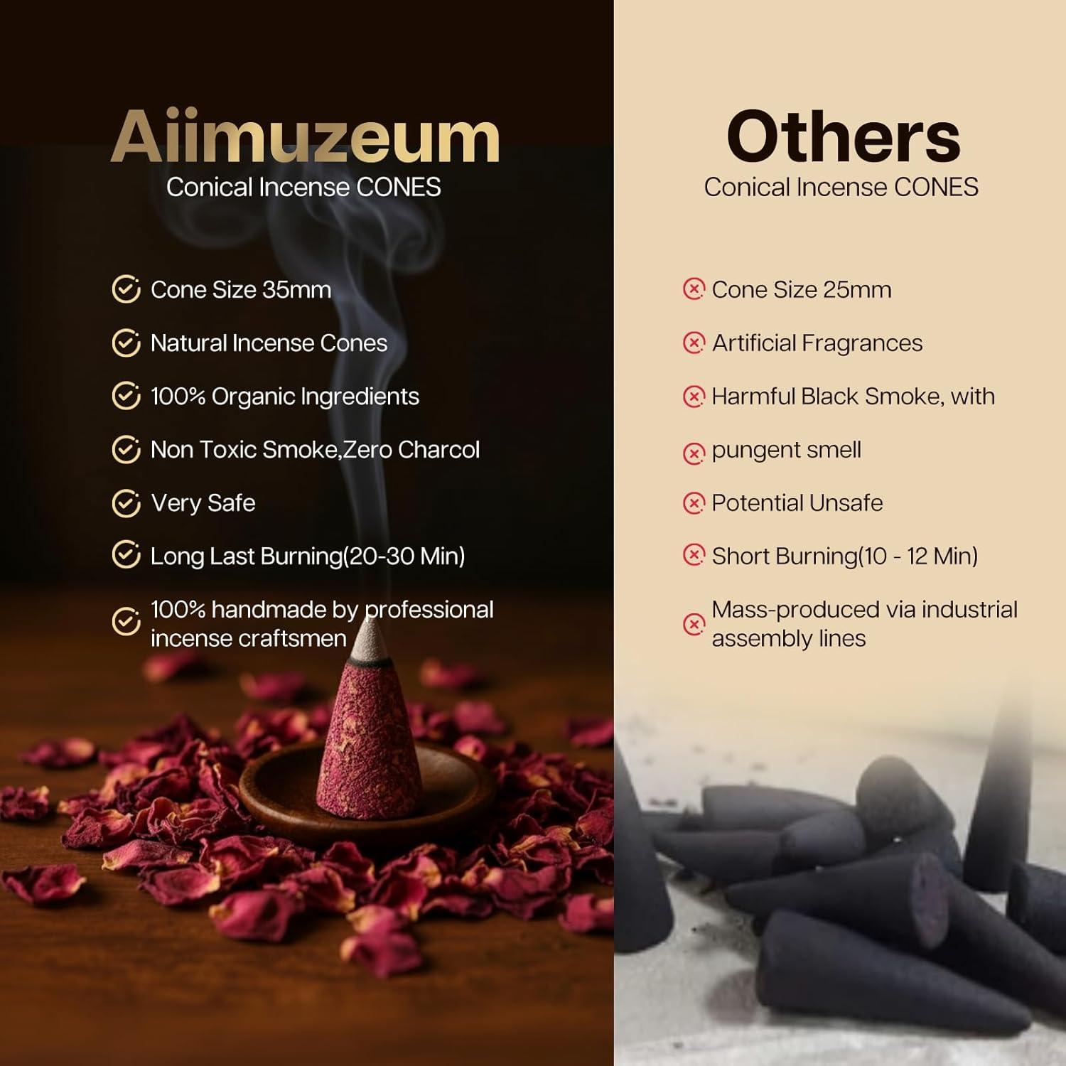 Conos de Incienso Natural Aiimuzeum 30 PCS - Rosa Silvestre