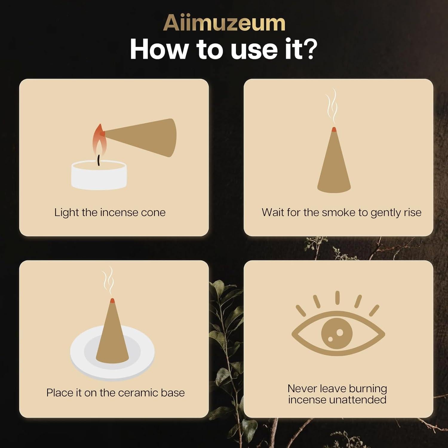 Conos de Incienso Natural Aiimuzeum 30 PCS - Rosa Silvestre