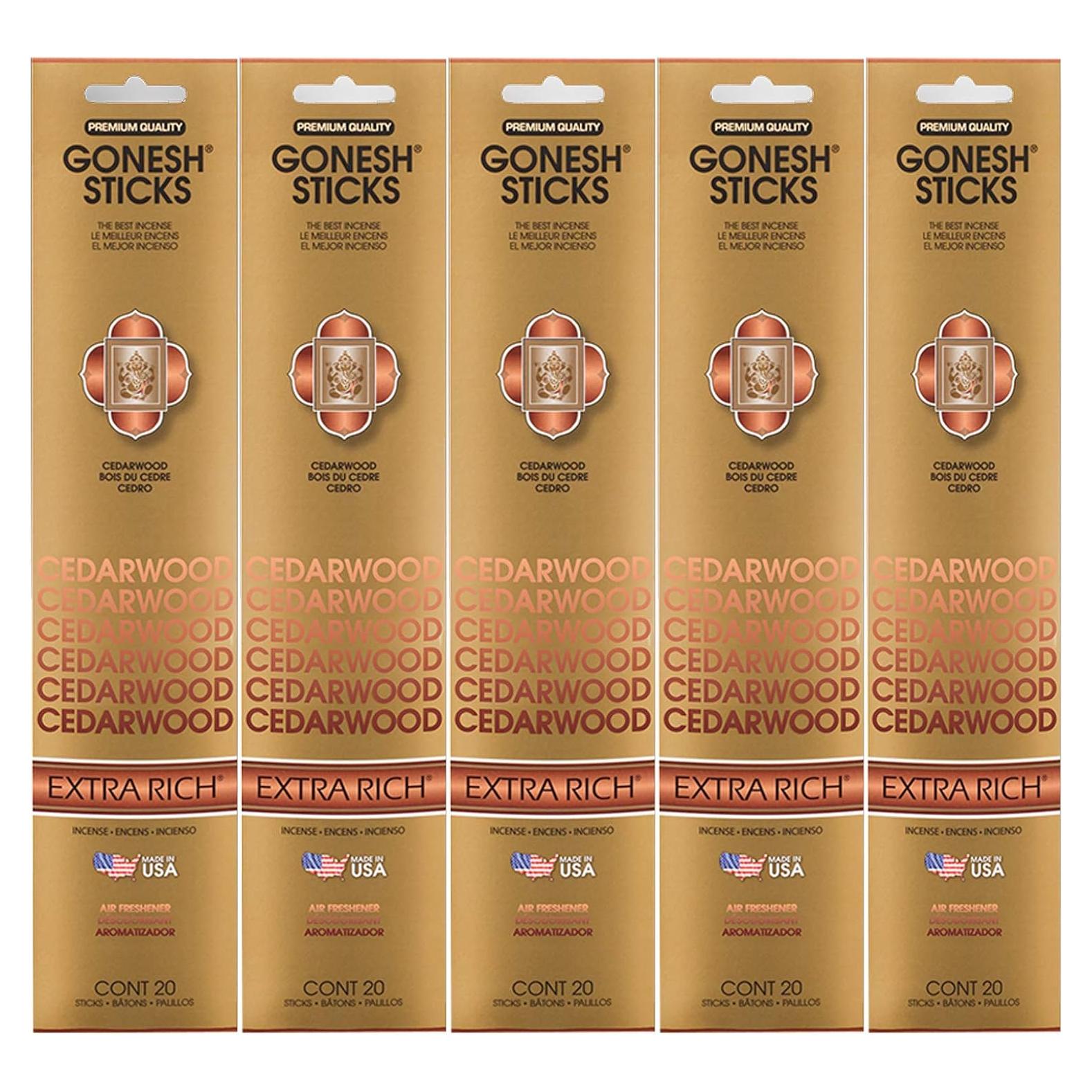 Incienso Gonesh Madera de Cedro - 100 Varitas Extra Rica