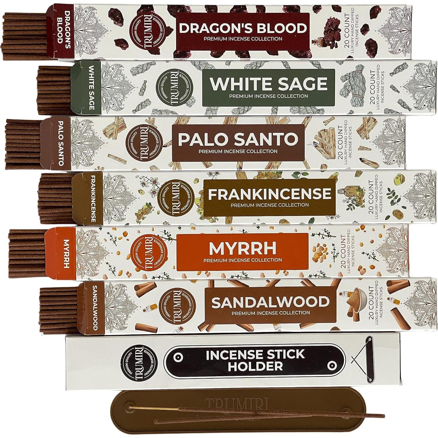 Paquete de 120 Varitas de Incienso TRUMIRI - Salvia, Palo Santo, Sándalo