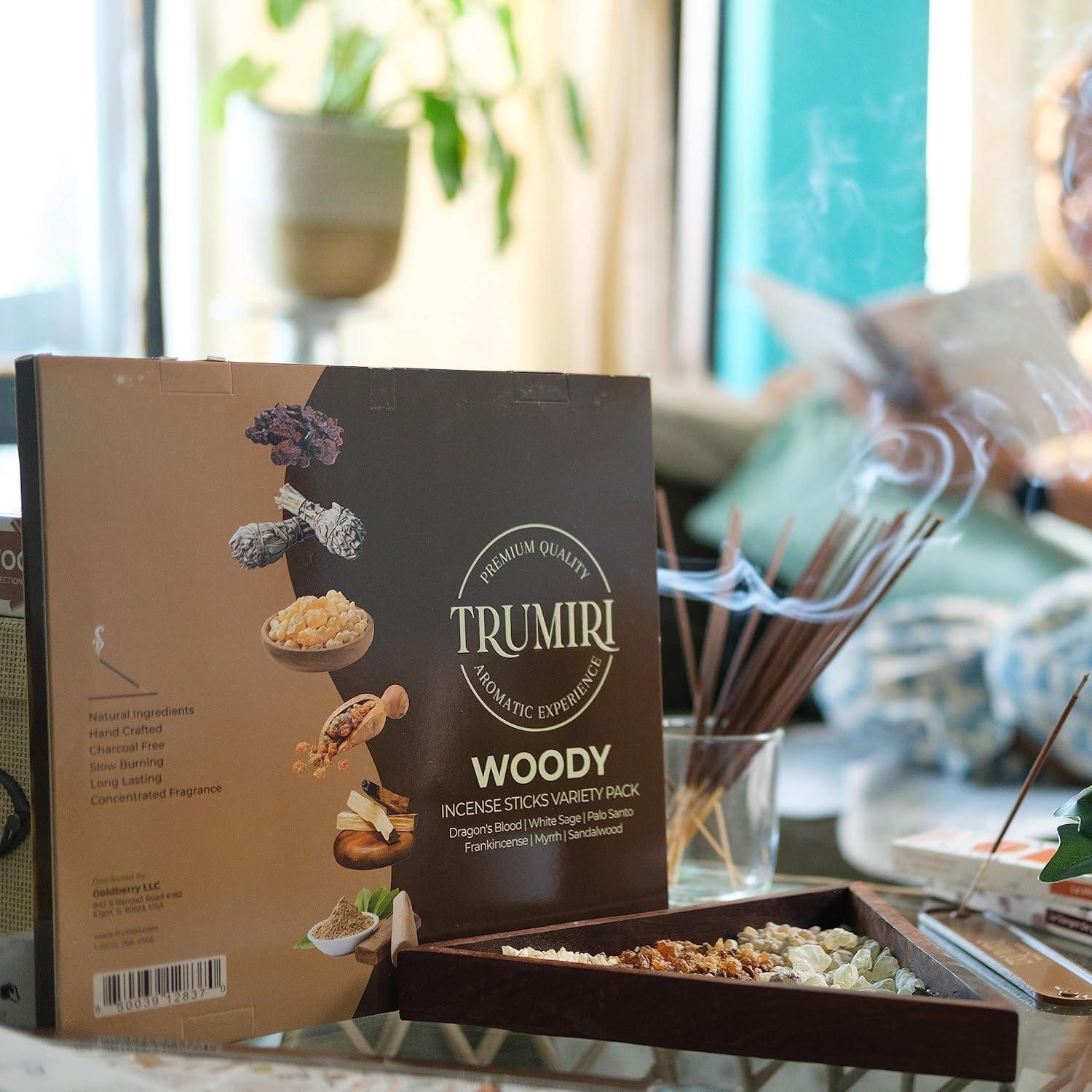 Paquete de 120 Varitas de Incienso TRUMIRI - Salvia, Palo Santo, Sándalo