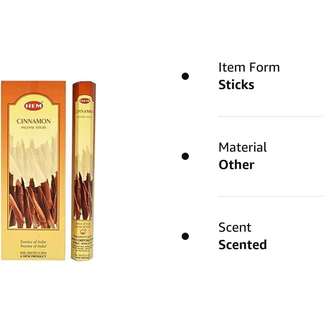 Varitas de Incienso de Canela HEM - 120 Varitas para Aromaterapia