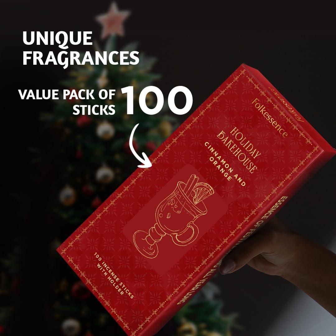 Set de 120 Varitas de Incienso Folkulture con Soporte - Canela y Naranja