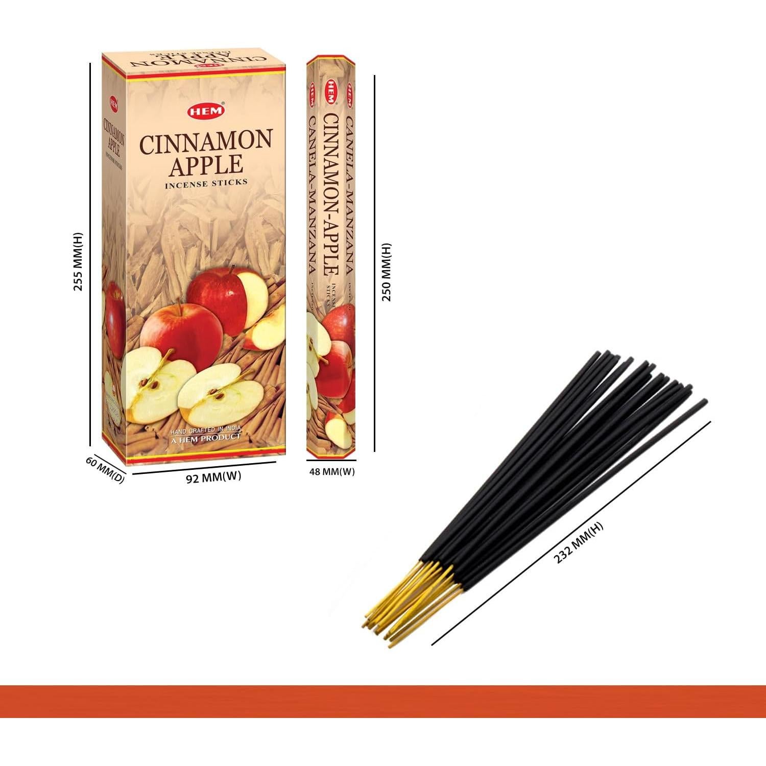 Varitas de Incienso HEM Manzana con Canela 120 Unidades 23 cm