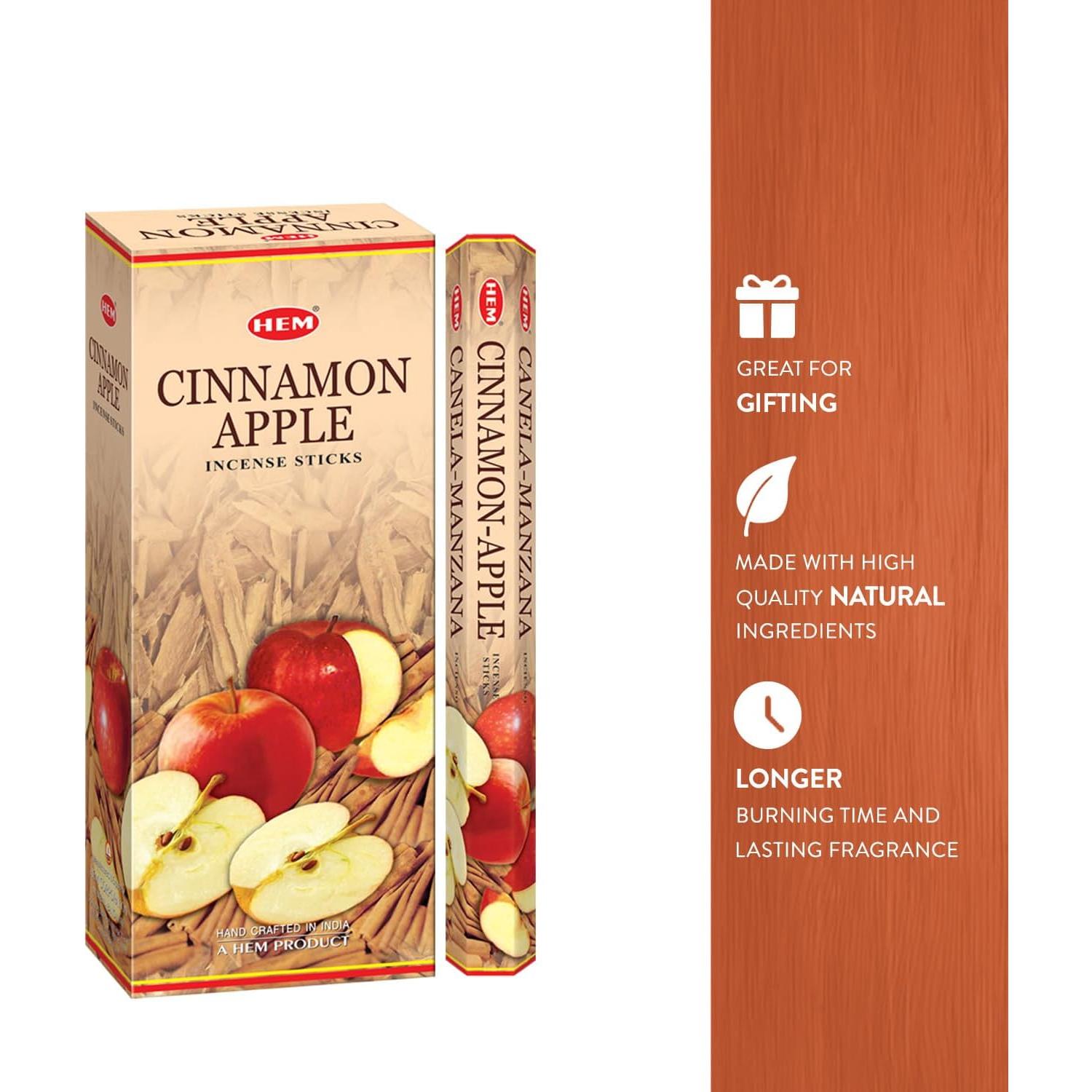 Varitas de Incienso HEM Manzana con Canela 120 Unidades 23 cm