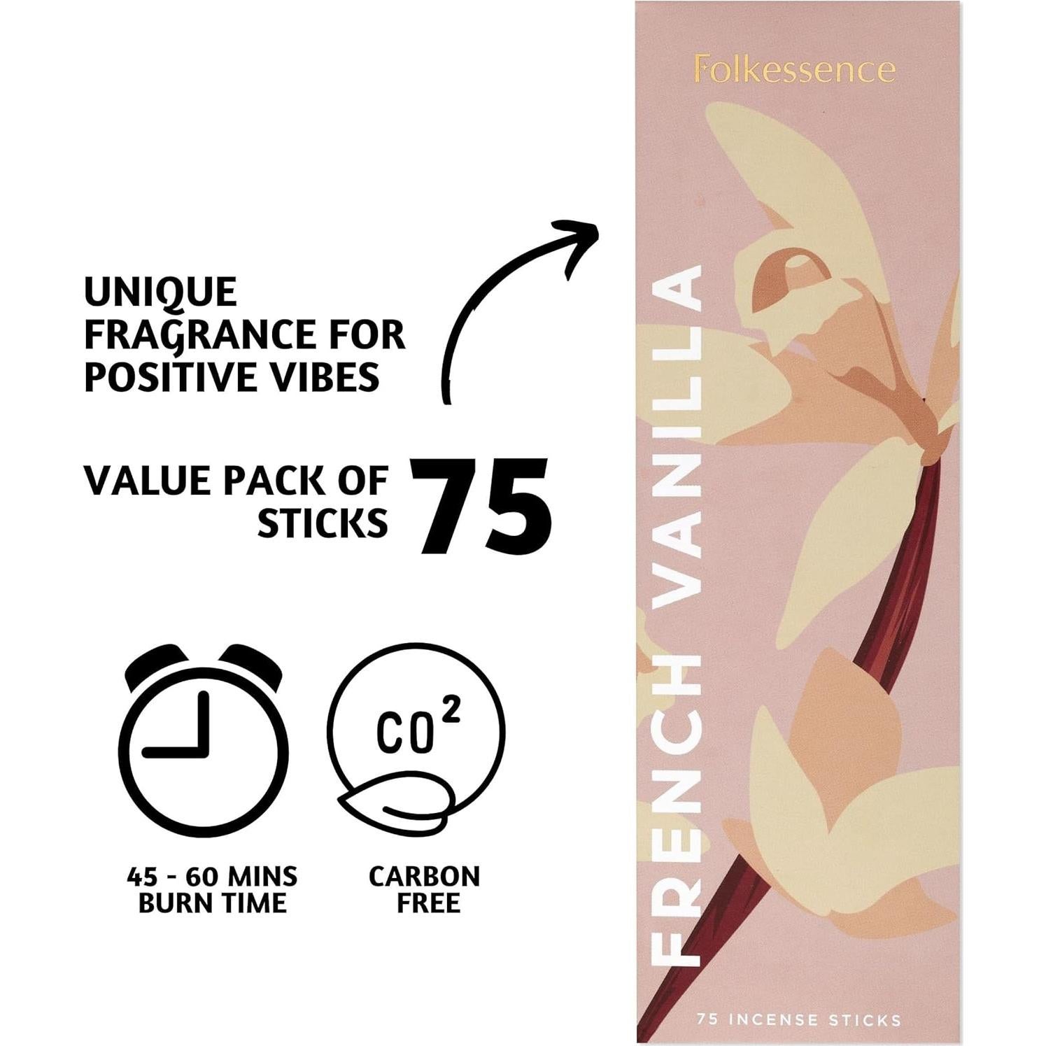 Varitas de Incienso Folkulture Vainilla Francesa 75 Unidades