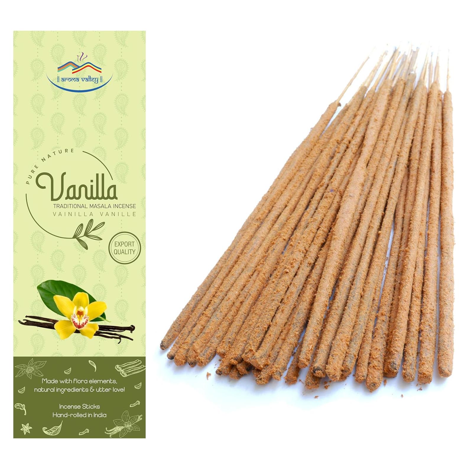 Incienso Masala Natural Aroma Valley Vainilla 100g - 75 Varitas
