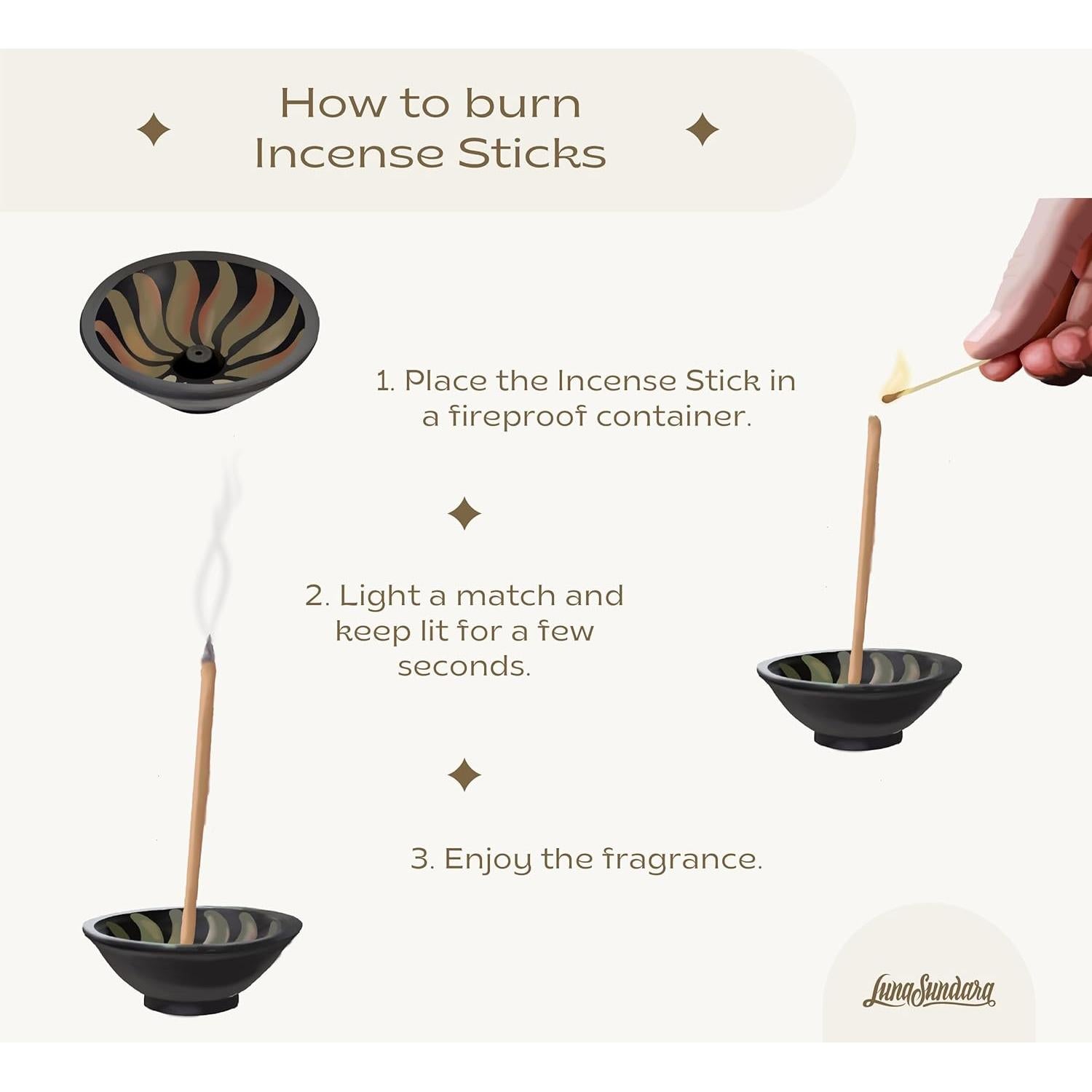 Incienso de Palo Santo Luna Sundara 6 Varitas 21cm Natural