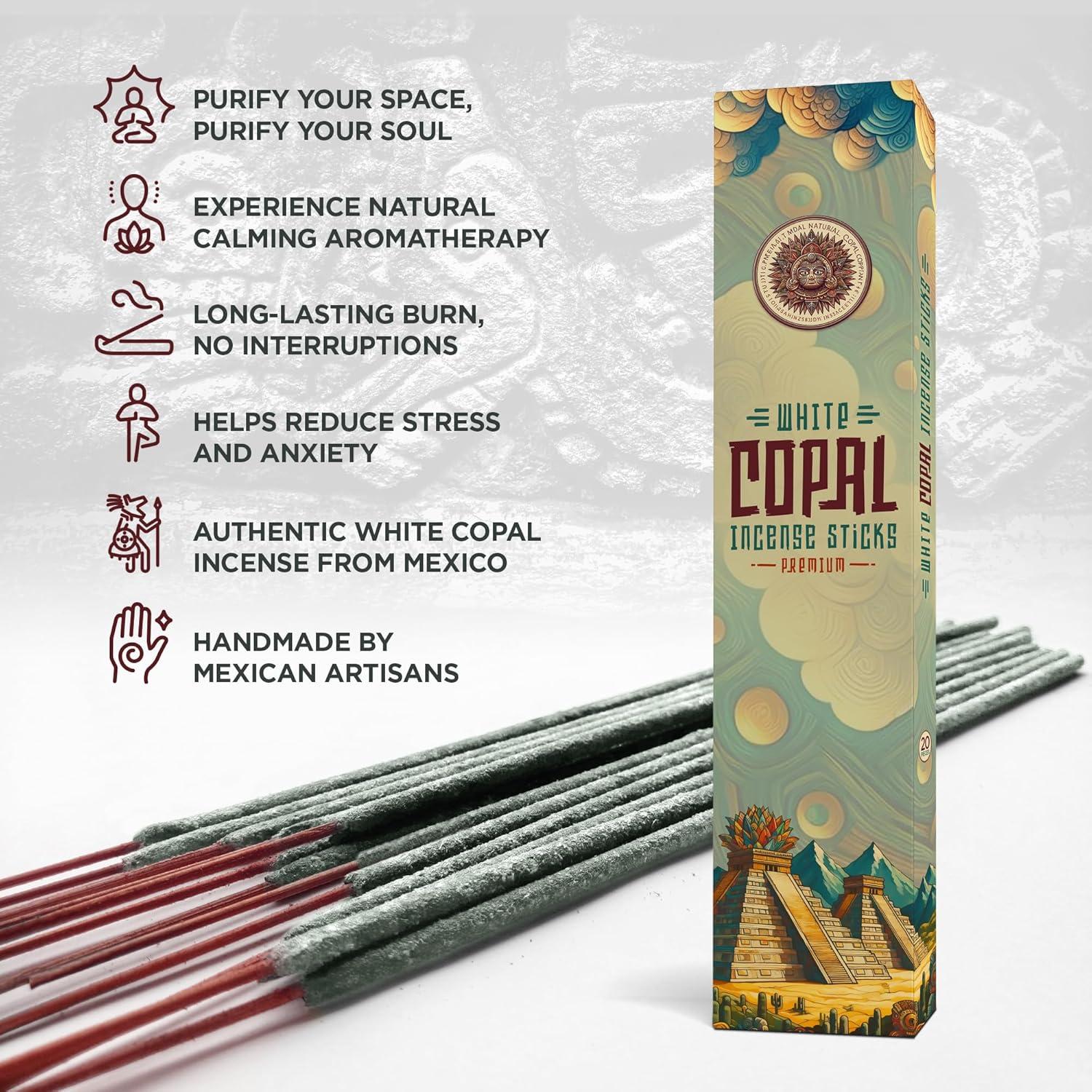 Incienso Copal Blanco KINBAL - 20 Varitas Hechas a Mano