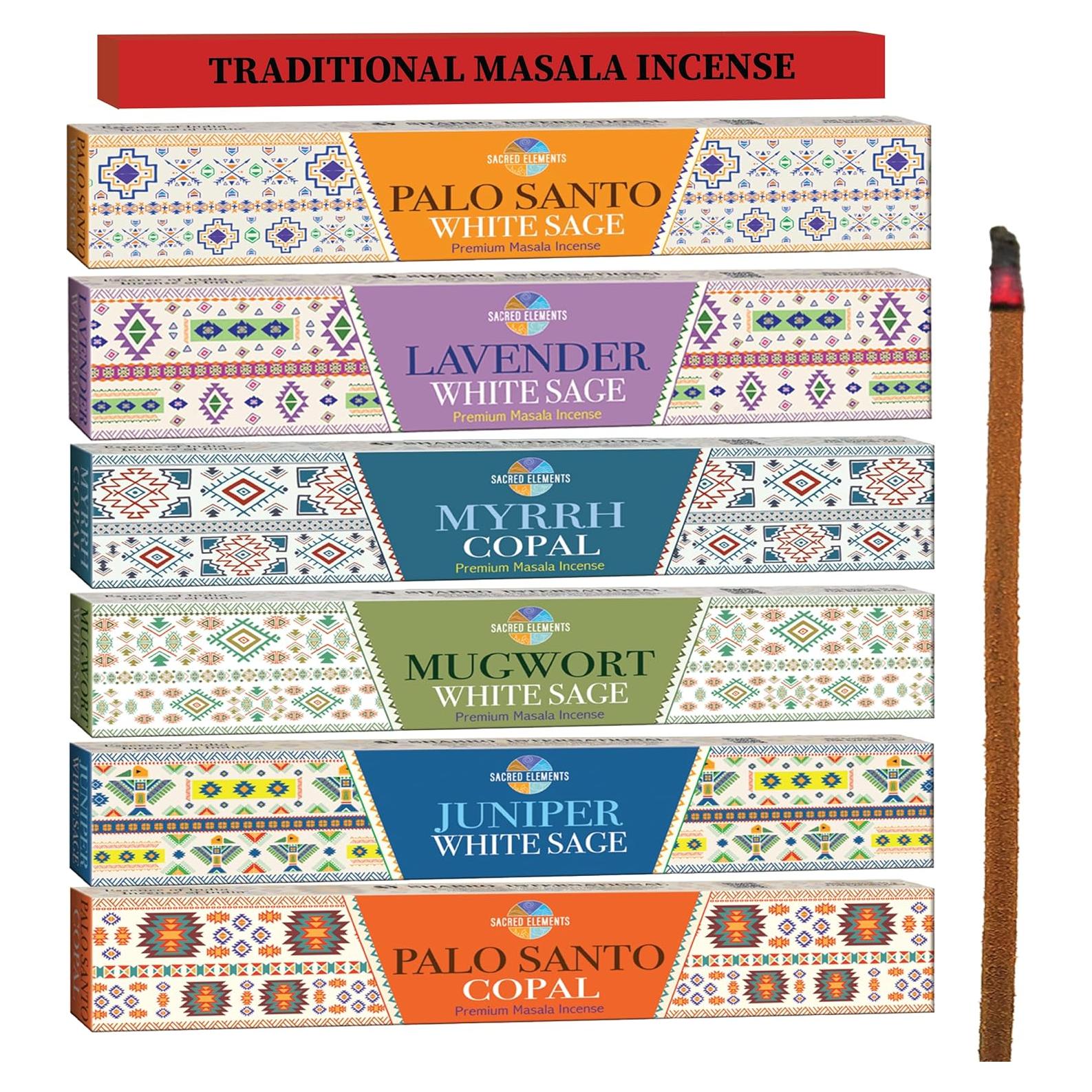 Paquete de 6 Inciensos Masala HEM - Salvia, Palo Santo y Más
