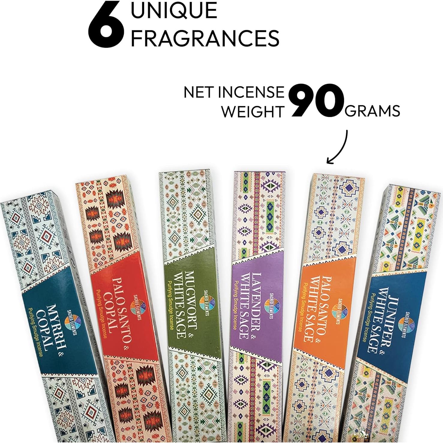 Paquete de 6 Inciensos Masala HEM - Salvia, Palo Santo y Más