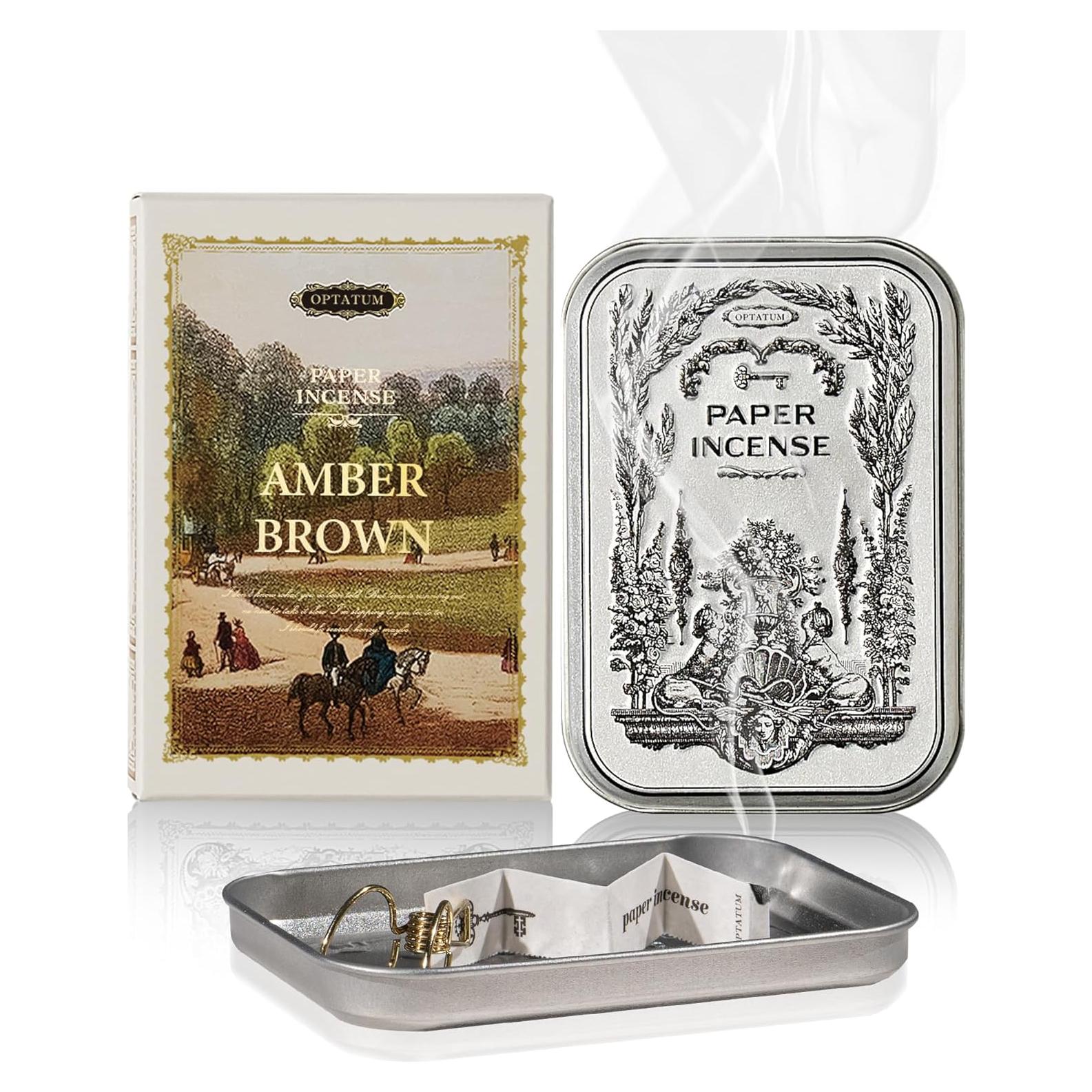 Incienso de Papel OPTATUM 48 Piezas Marrón Ámbar Aromaterapia