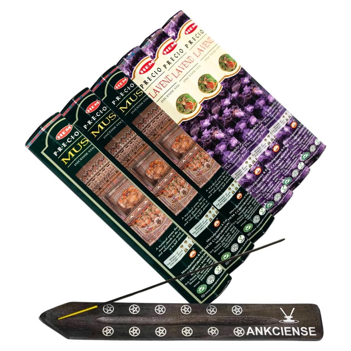 Incienso de Lavanda y Almizcle Hem 120 Varitas + Soporte ANKCIENSE