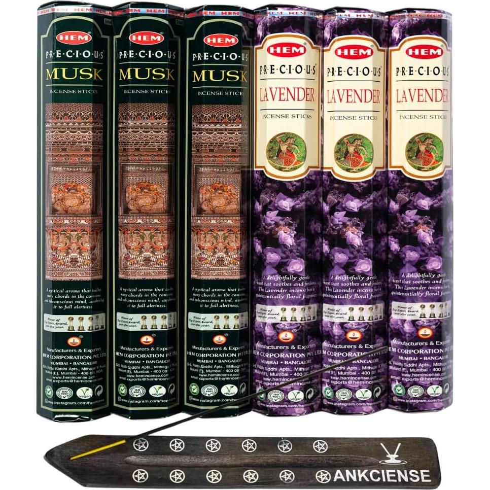Incienso de Lavanda y Almizcle Hem 120 Varitas + Soporte ANKCIENSE