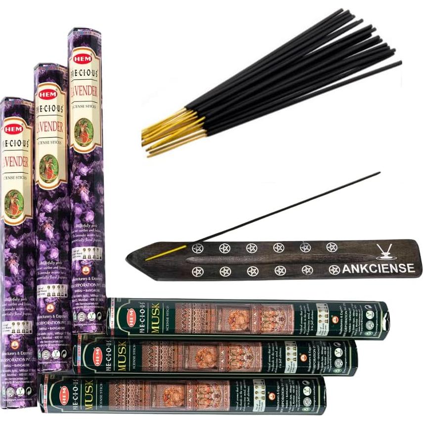 Incienso de Lavanda y Almizcle Hem 120 Varitas + Soporte ANKCIENSE