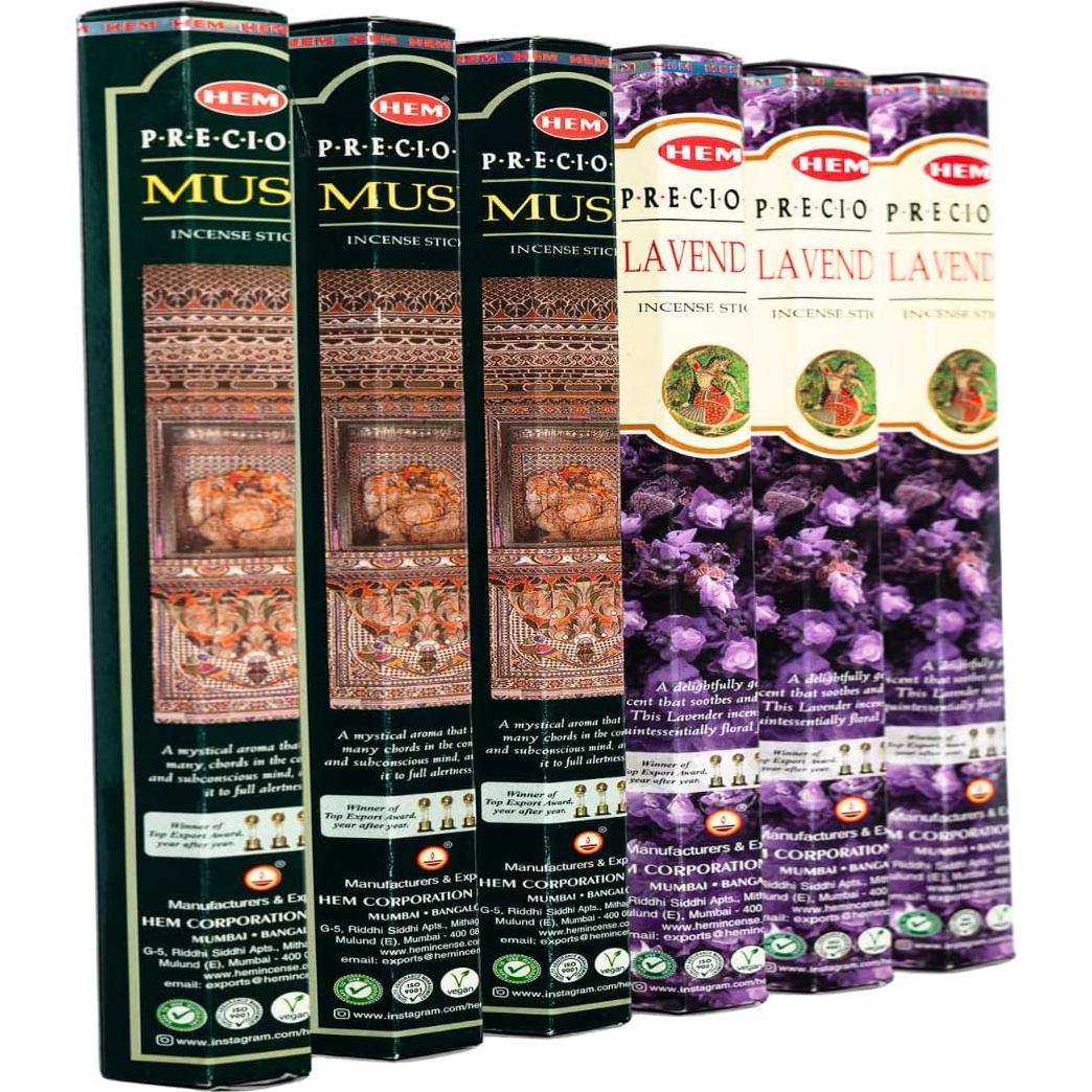 Incienso de Lavanda y Almizcle Hem 120 Varitas + Soporte ANKCIENSE