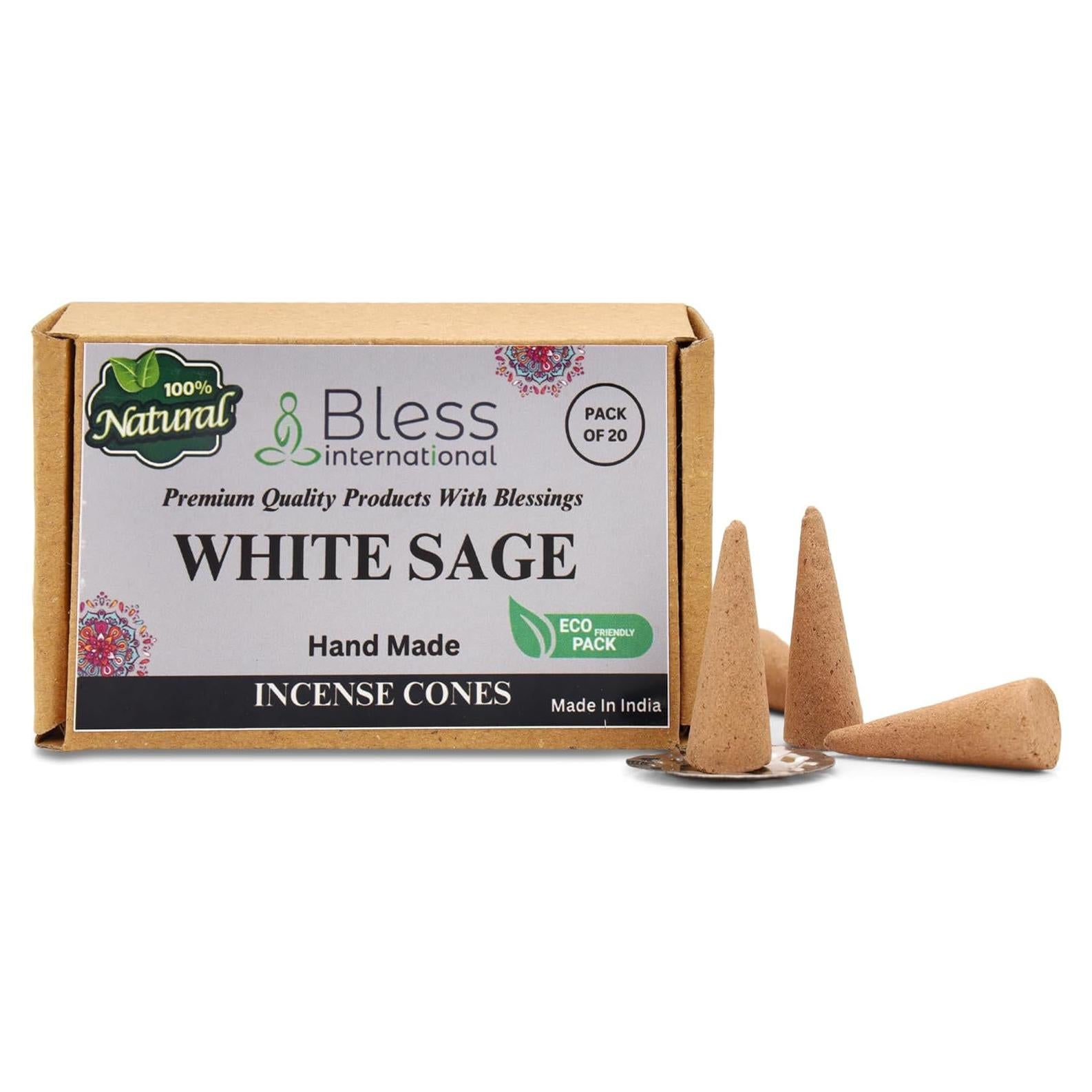 Conos de Incienso Salvia Blanca Bless International - 20 Unidades