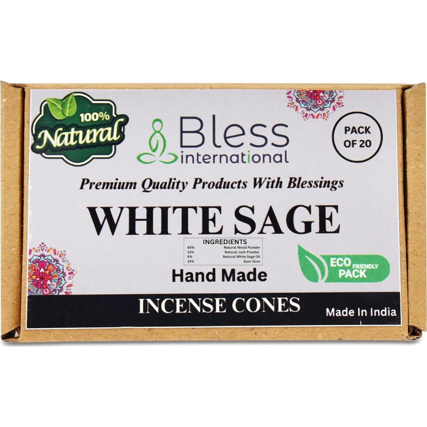 Conos de Incienso Salvia Blanca Bless International - 20 Unidades