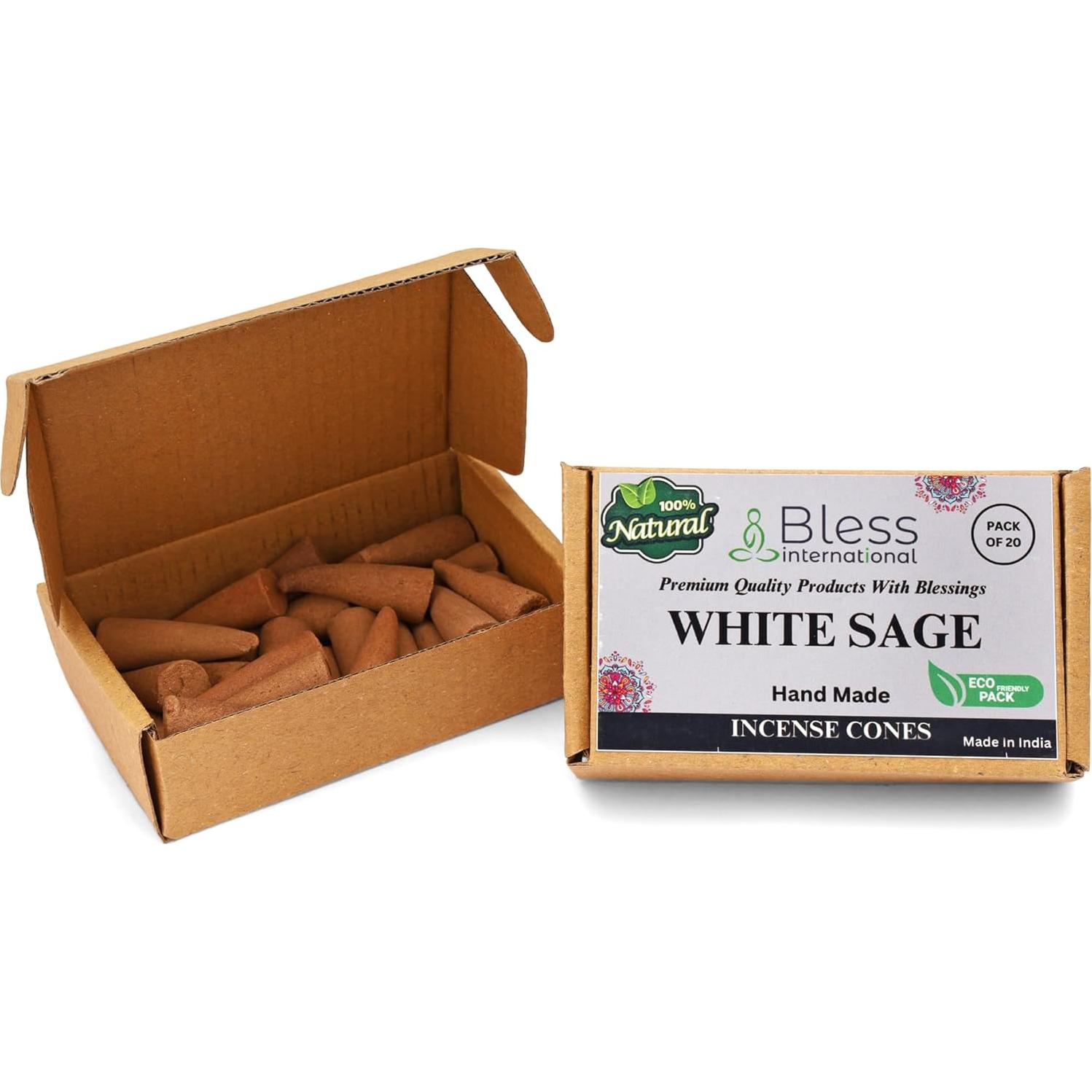 Conos de Incienso Salvia Blanca Bless International - 20 Unidades