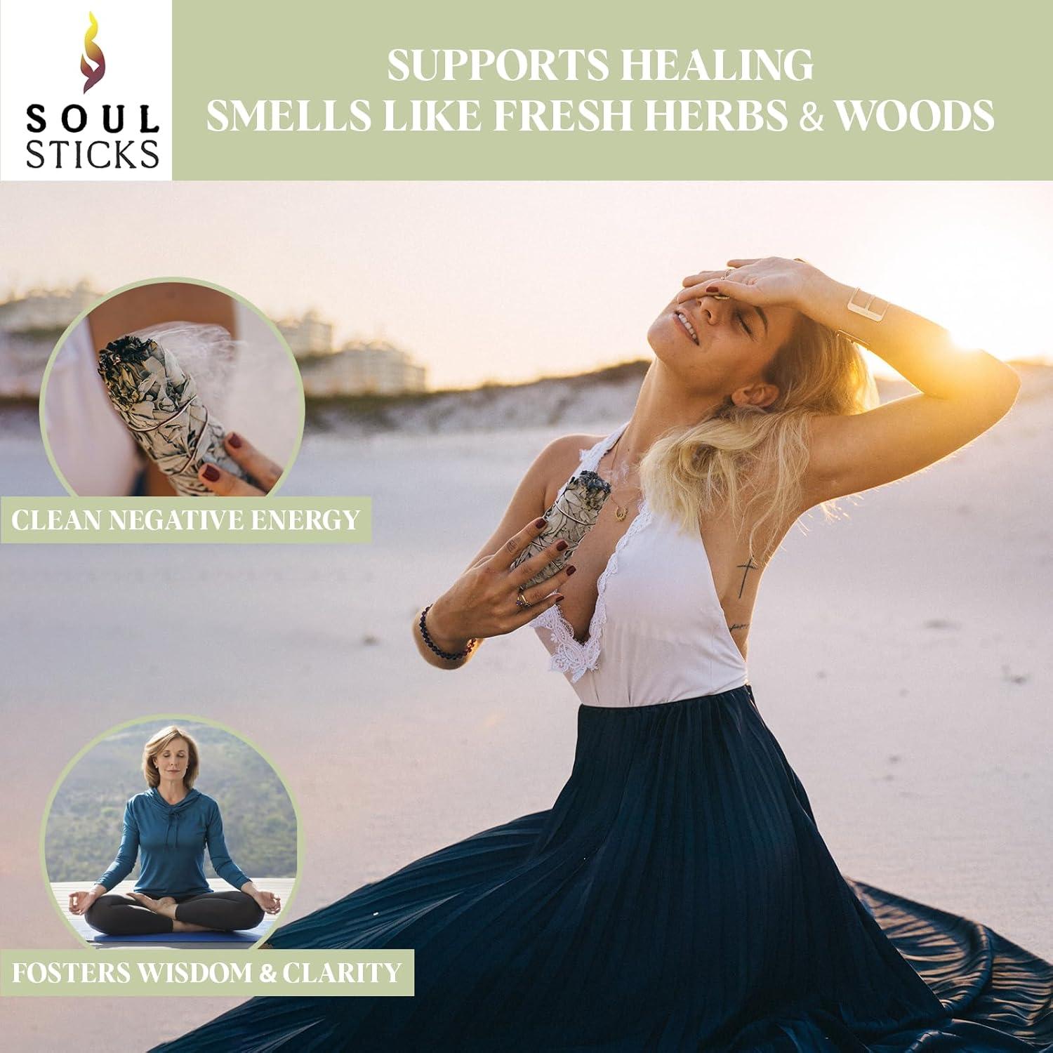 Barras de Salvia Blanca Orgánica Soul Sticks 10 cm Paquete de 3