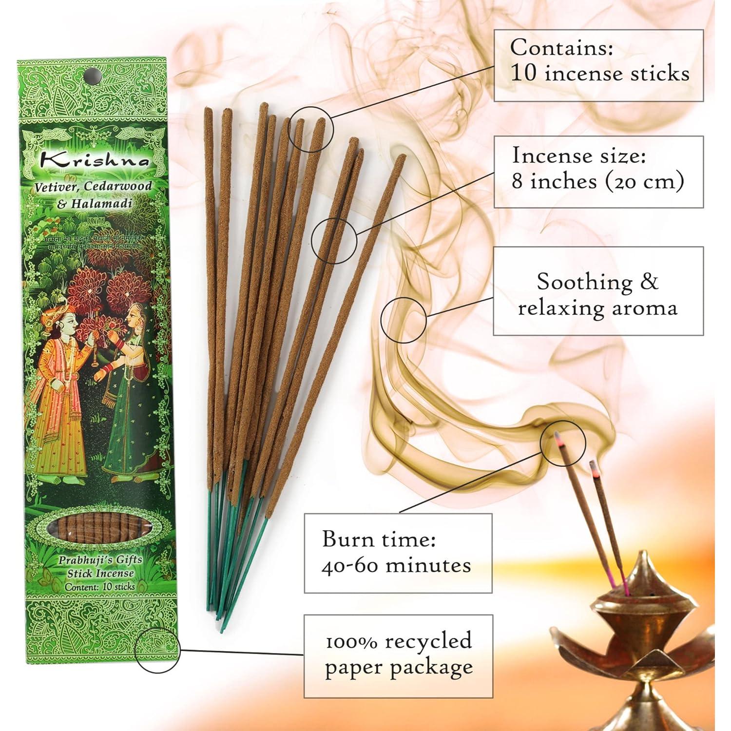 Incienso Prabhuji's Gifts Krishna Vetiver 30 Varitas Naturales