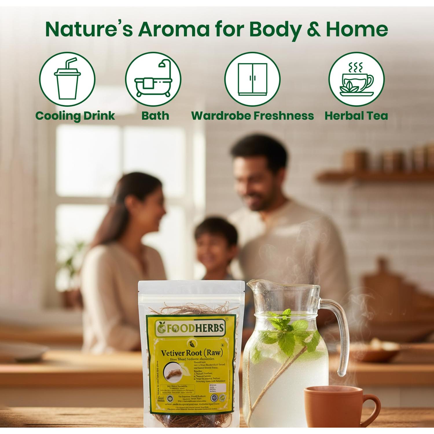 Raíces de Vetiver Secas Foodherbs 50g | Refrigerante Natural