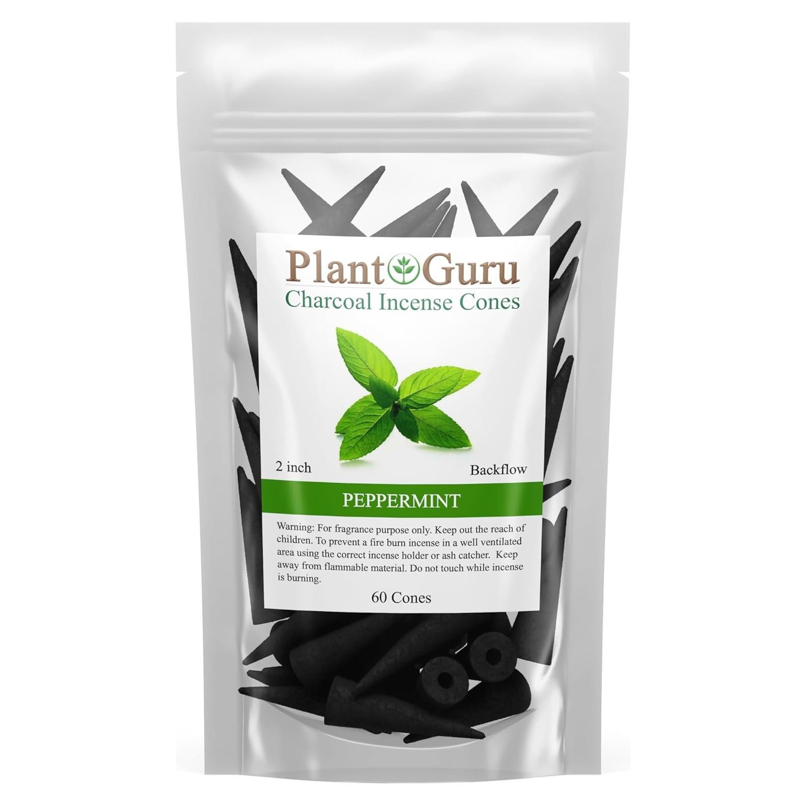 Conos de Incienso de Menta Plant Guru - 60 Unidades 5.08 cm