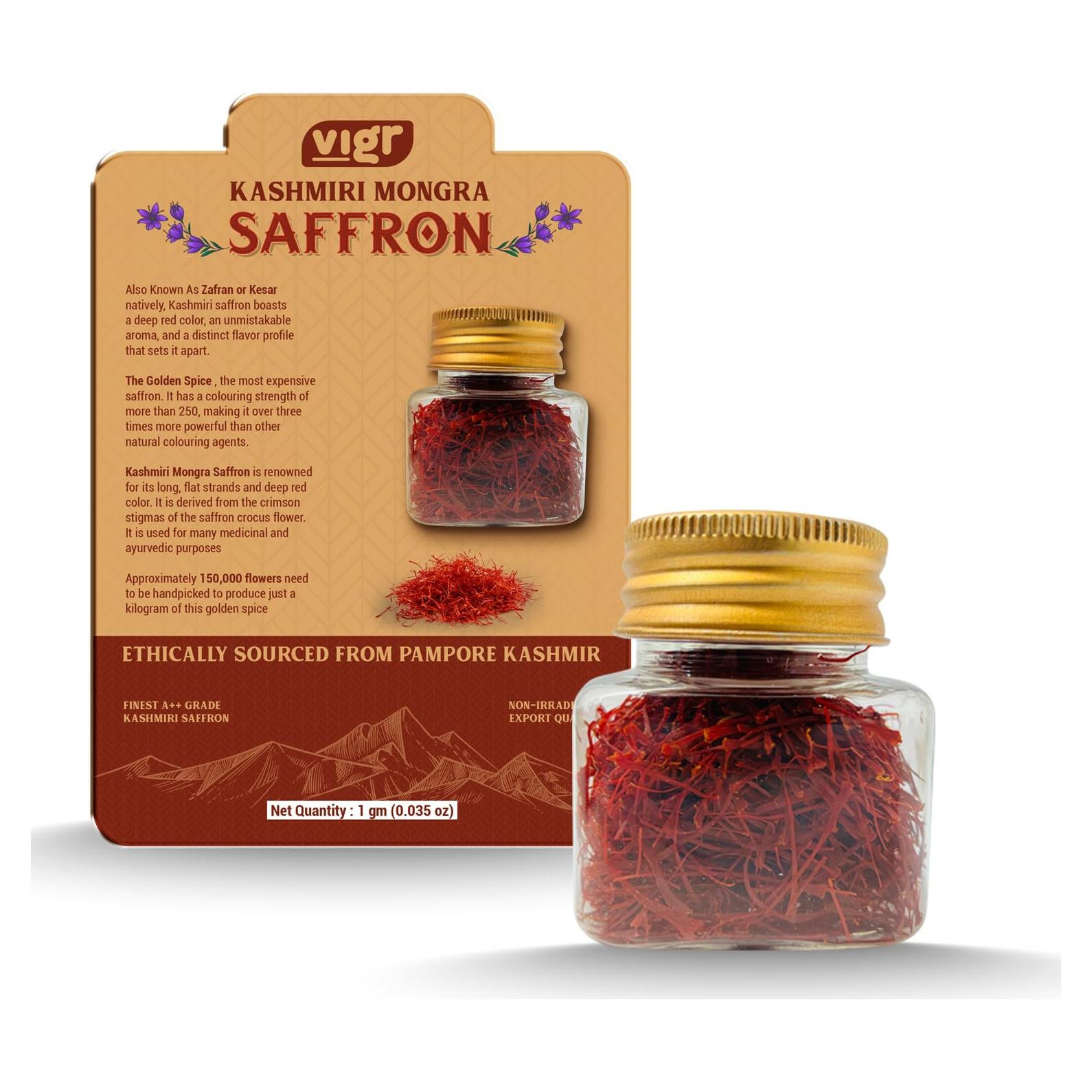 Saffrón Mongra 100% Puro Cachemira Grado A++ 1g