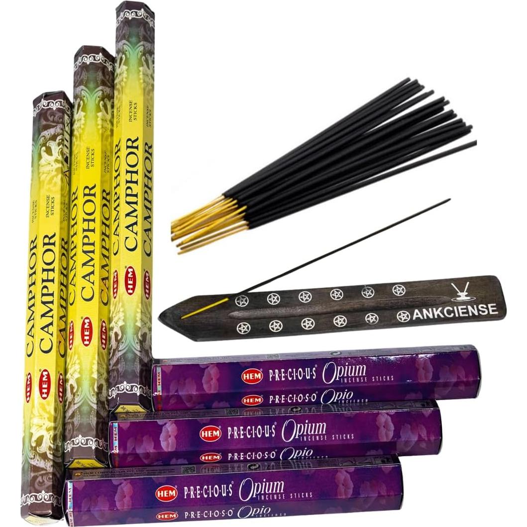 Incienso Alcanfor y Opio Precioso Hem 120 Varitas con Soporte