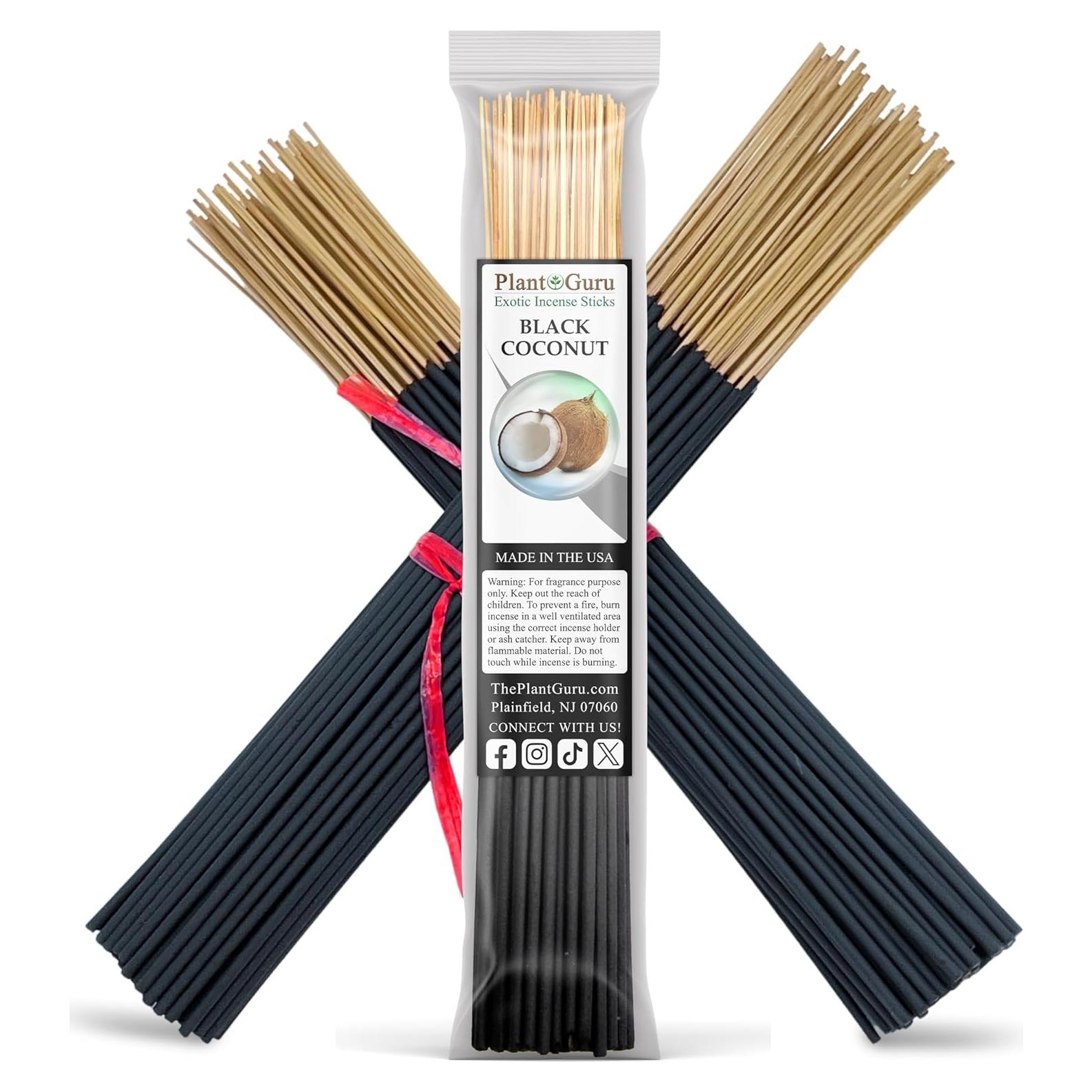 Incienso Natural Coco Negro Plant Guru 28 cm - 85 Varitas