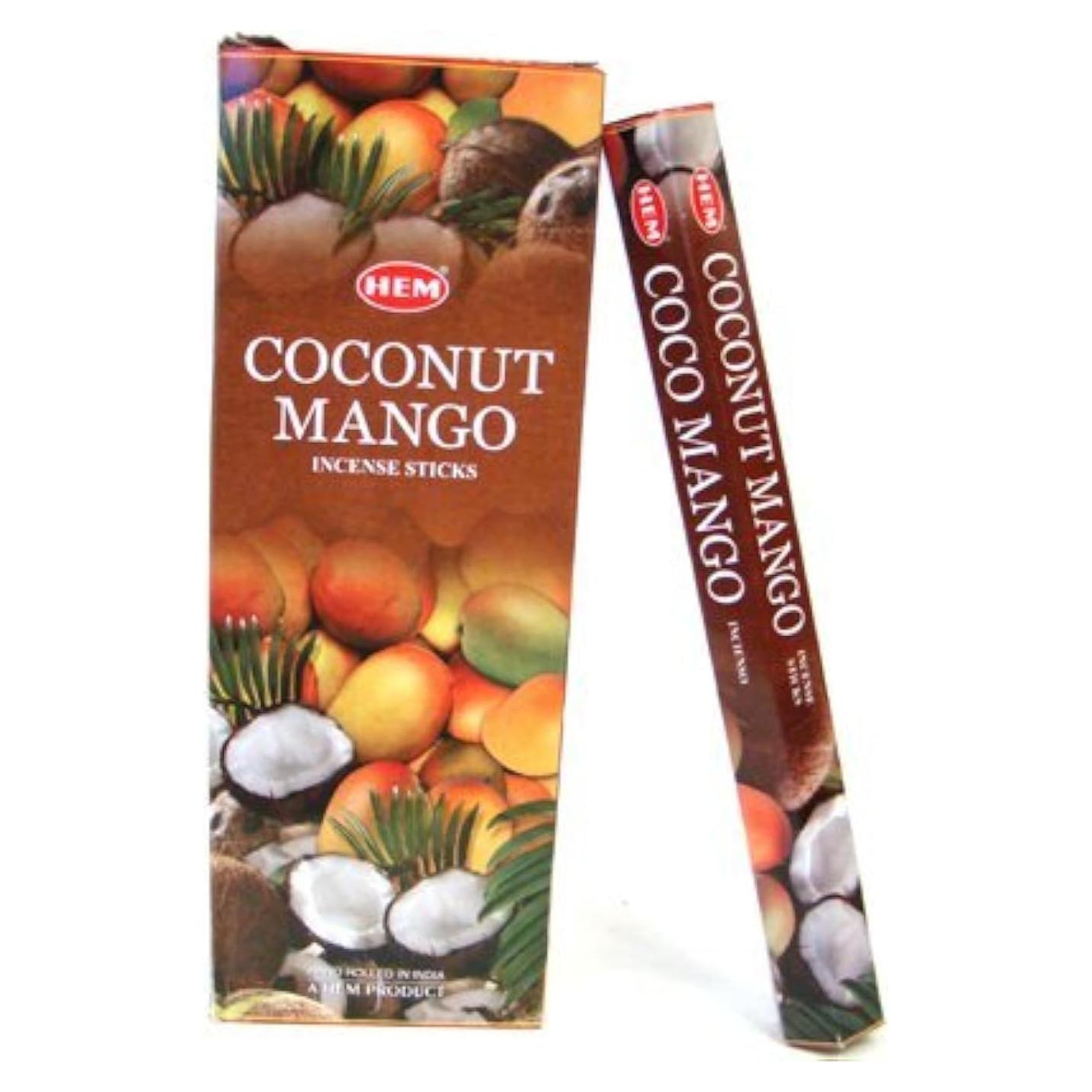 Incienso HEM Coco - Caja 6 Tubos de 20 Varitas - 120 Hojas