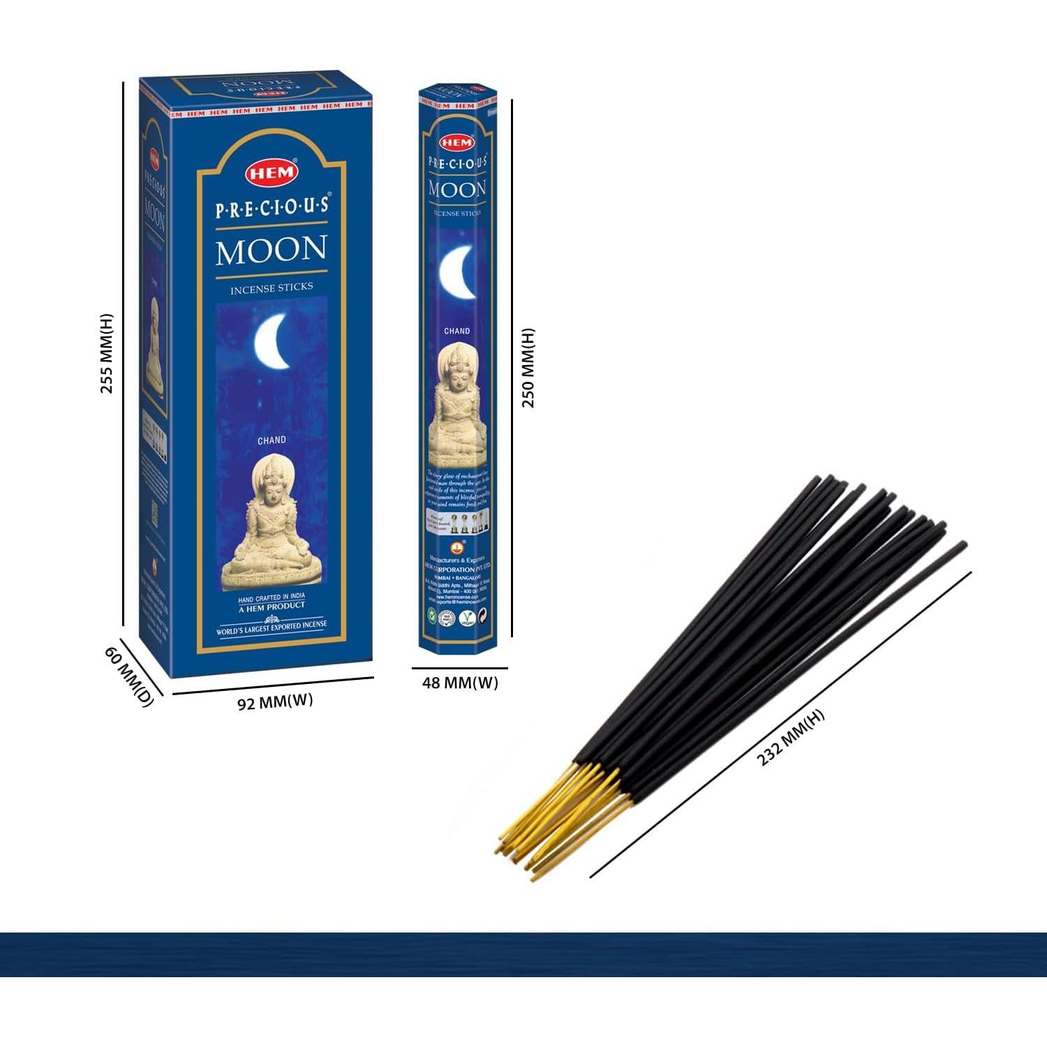 Incienso HEM de la Luna - 6 Paquetes de 120 Varitas - 301g
