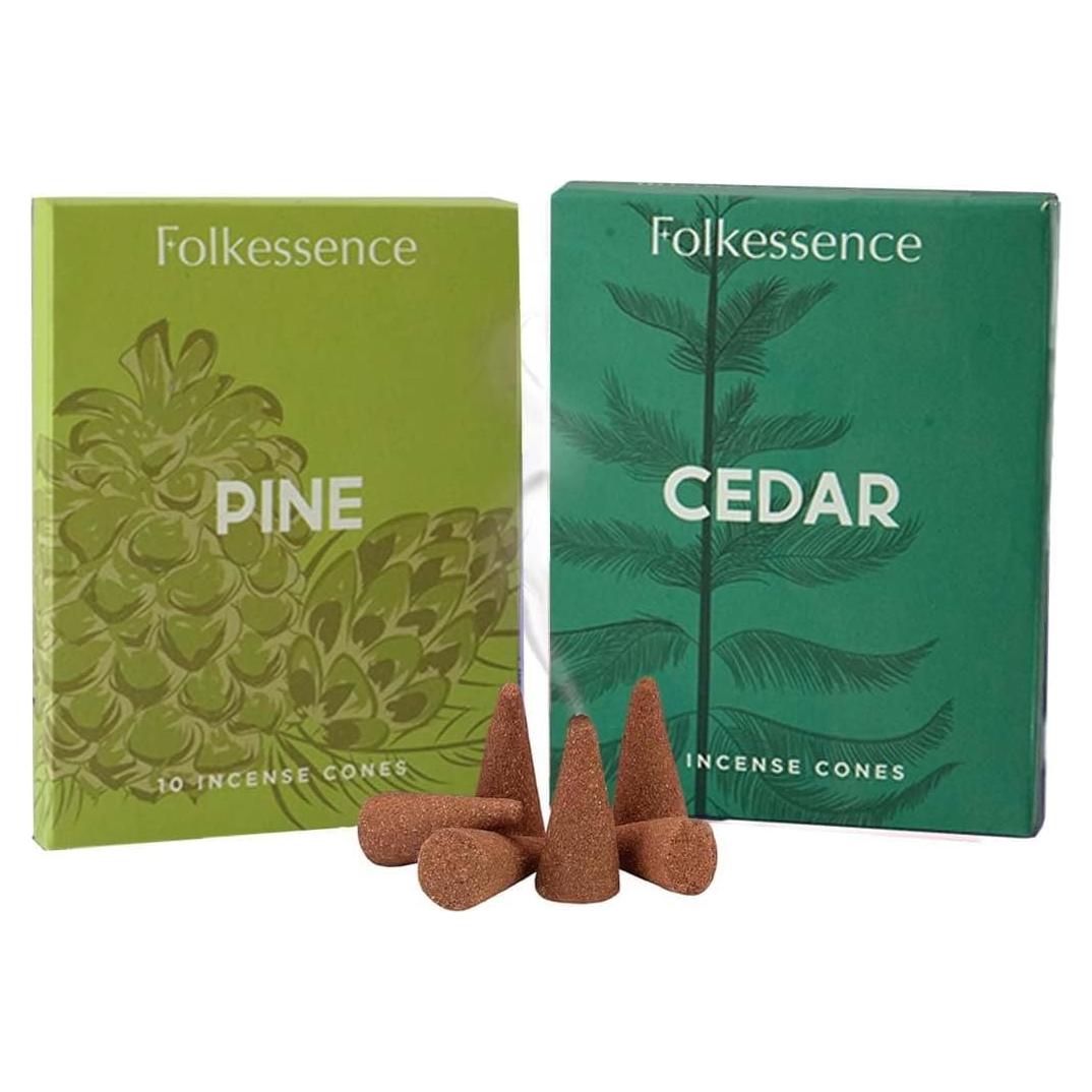 Conos de Incienso Folkulture Pino y Cedro - 20 Piezas Naturales