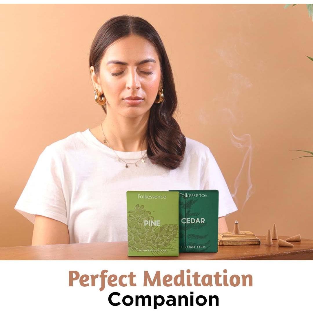 Conos de Incienso Folkulture Pino y Cedro - 20 Piezas Naturales