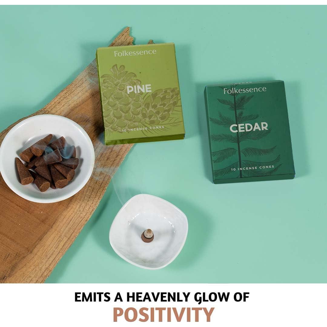 Conos de Incienso Folkulture Pino y Cedro - 20 Piezas Naturales