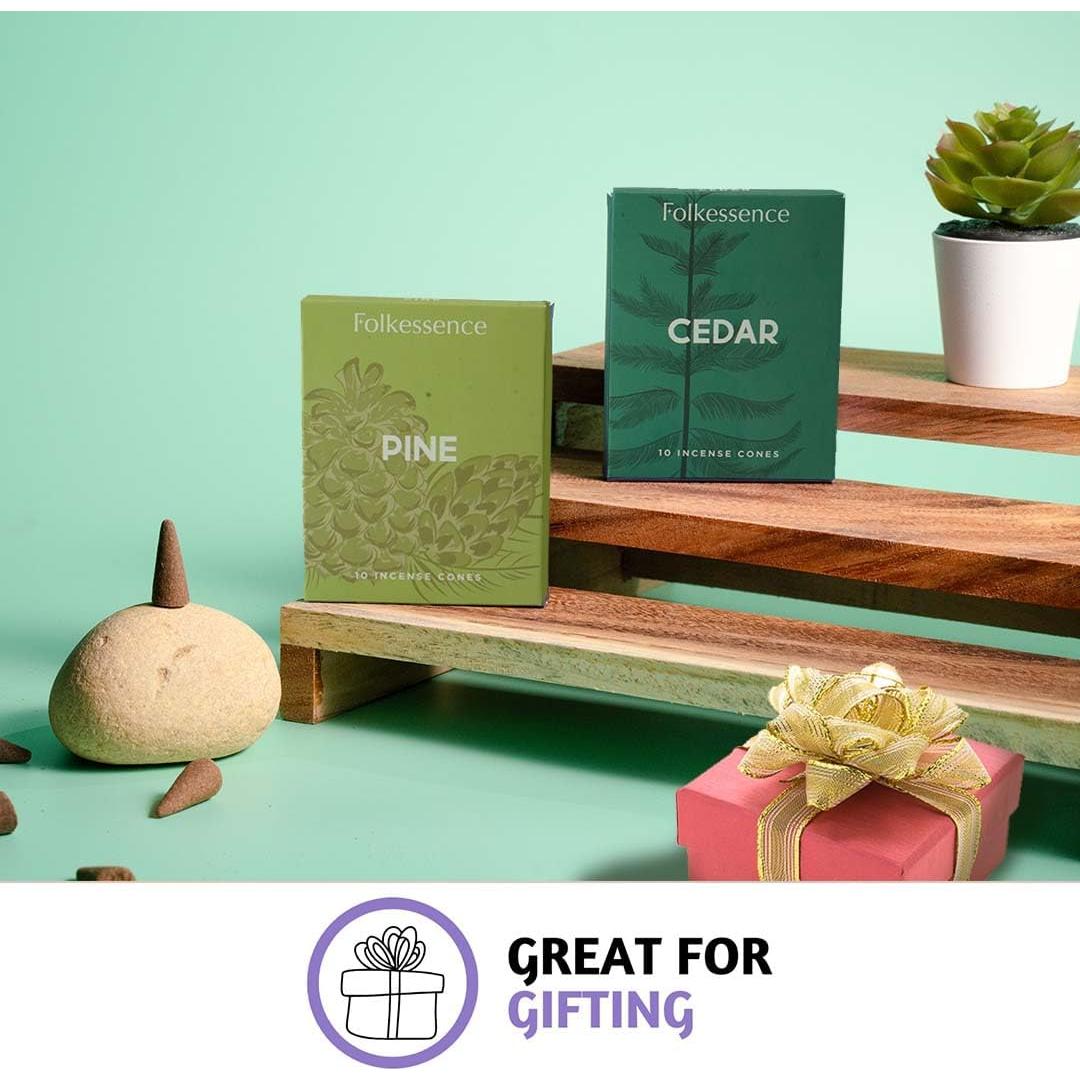 Conos de Incienso Folkulture Pino y Cedro - 20 Piezas Naturales
