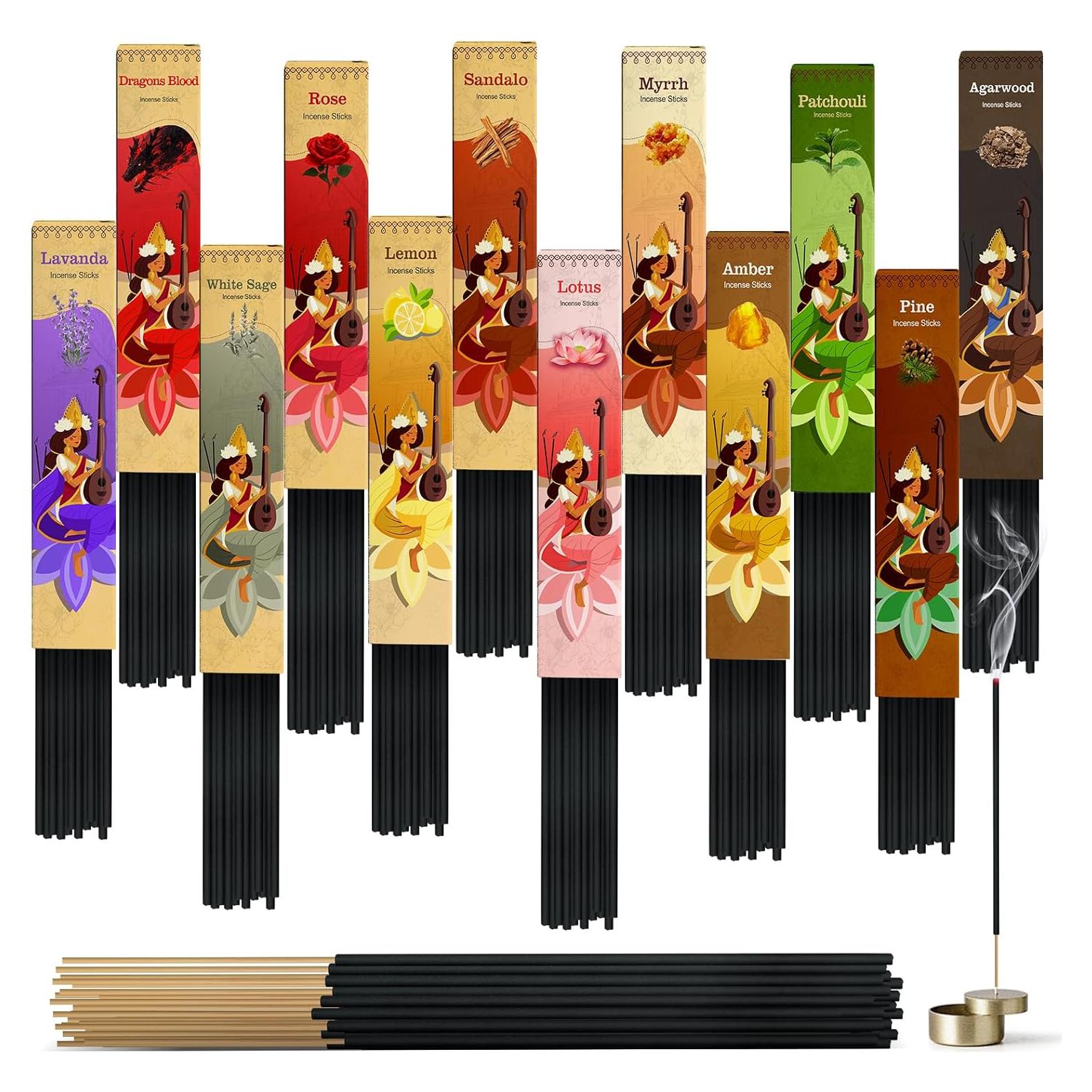 Paquete de 240 Varitas de Incienso USKICH - 12 Fragancias Naturales