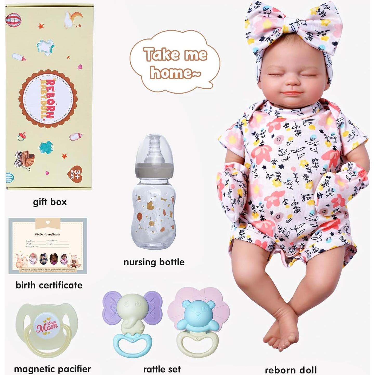 Muñeca Reborn BABESIDE Skylar 43 cm Silicona Vinilo Posable