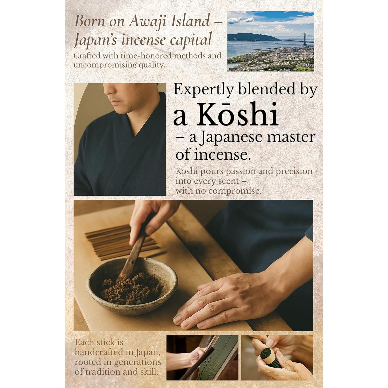 Incienso Japonés de Lujo 60 Varitas Musculo Blanco Bergamota