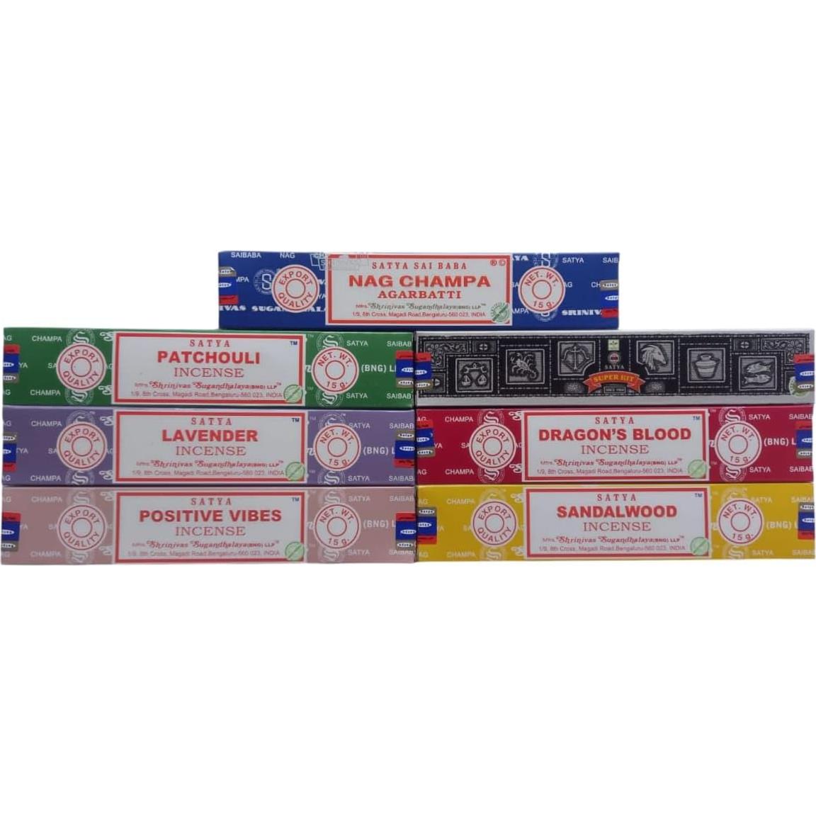 Juego de Incienso Giftbrit 7 Paquetes 15g - Nag Champa, Sangre de Dragón, Lavanda
