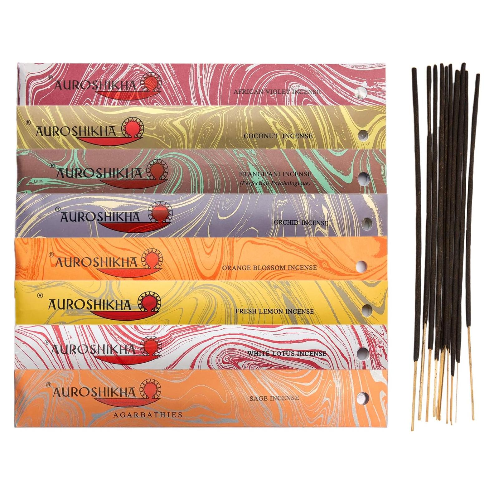 Incienso Auroshikha Trópicos 8 Paquetes 10g Varitas