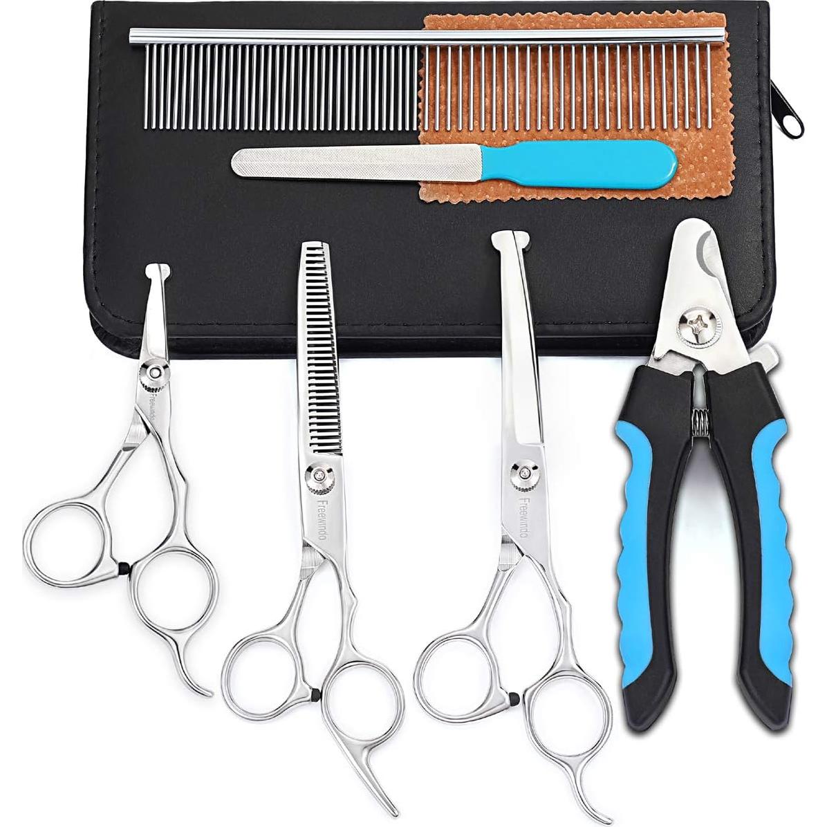 Kit de Tijeras para Perros Xinwang - Acero Inoxidable, 7 Piezas