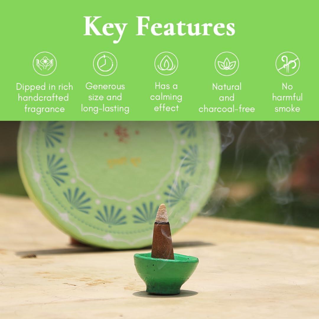 Conos de Incienso Boond Tulsi Dhoop - Albahaca Sagrada 25 Unidades