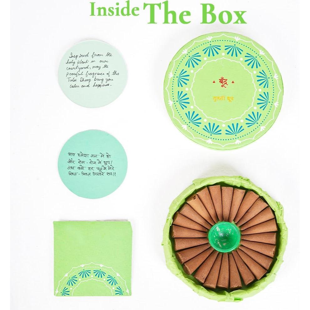 Conos de Incienso Boond Tulsi Dhoop - Albahaca Sagrada 25 Unidades