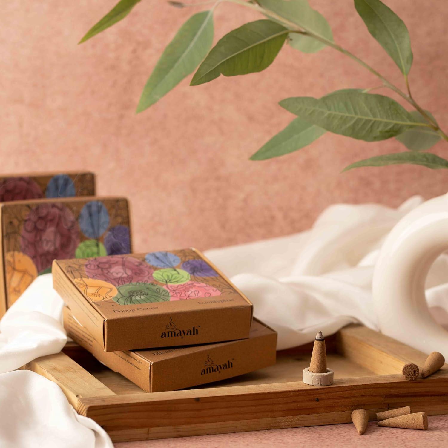 Conos de Incienso Natural AMAYAH Eucalipto 100% Orgánico - 2 Unidades